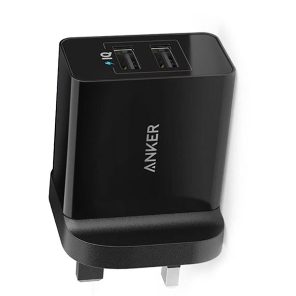Anker 24W 2-Port USB Charger UK Black with Offline Pack