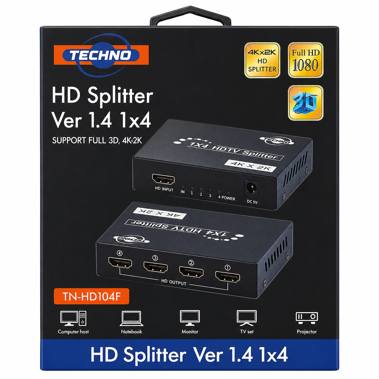 TECHNO HDMI  Splitter 4 Port 4K 30Hz