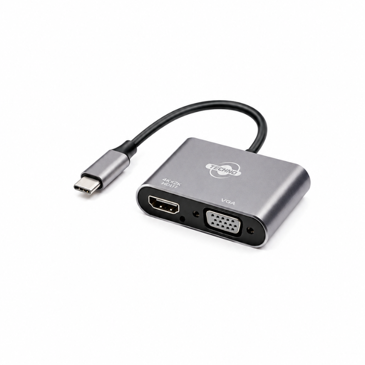Techno  Type C To VGA +HDMI Adapter