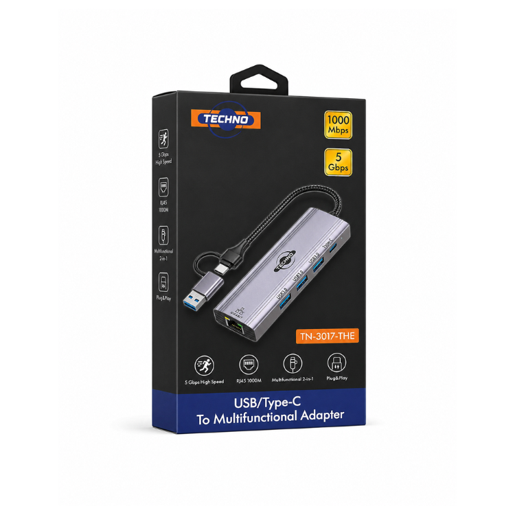 Techno  USB/TYPE C TO MULTIFUNCTIONAL ADPTER 5 PORT