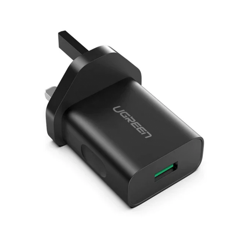 Ugreen USB-A 18W Fast Charging Power Adapter with QC3.0 UK (Black) – 70165