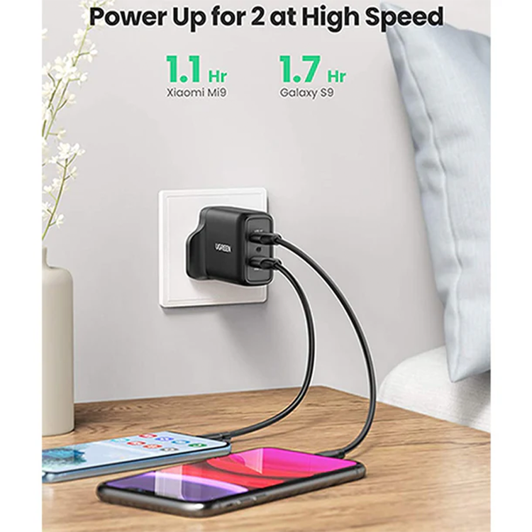 Ugreen Dual USB-A QC 3.0 36W Charger Fast Charger UK (Black) – 70164
