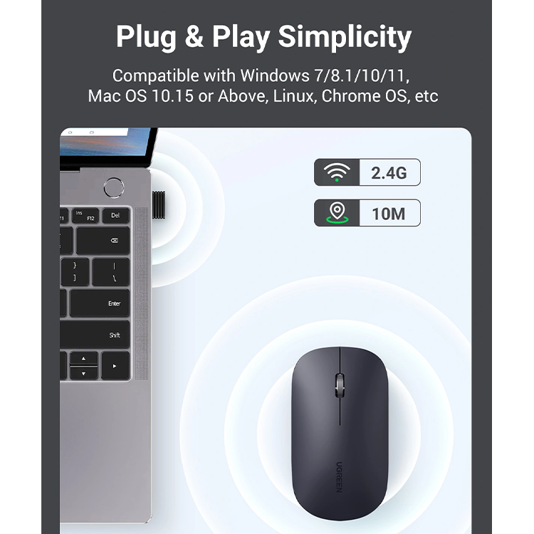 Ugreen Portable Wireless Mouse (Gray) – 90373