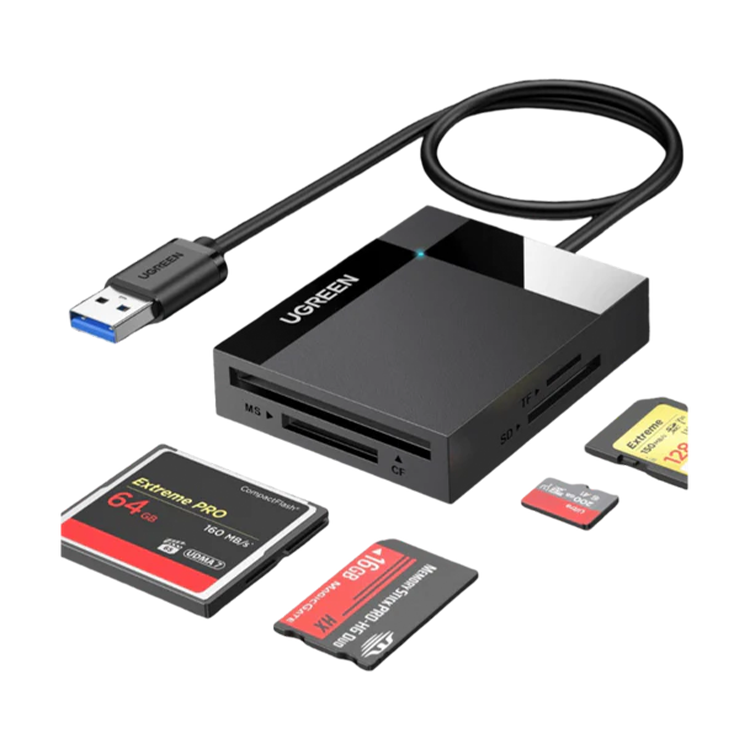 Ugreen USB 3.0 to TF + SD Dual Card Reader (Black) – 30333